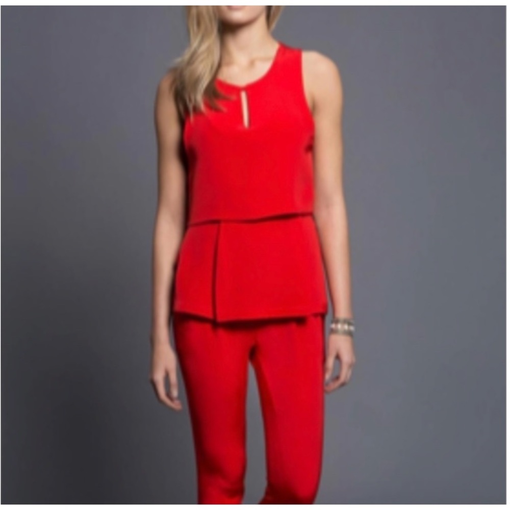 HUNTER BELL Red Nora Silk Two Piece Top Size 8 Red
